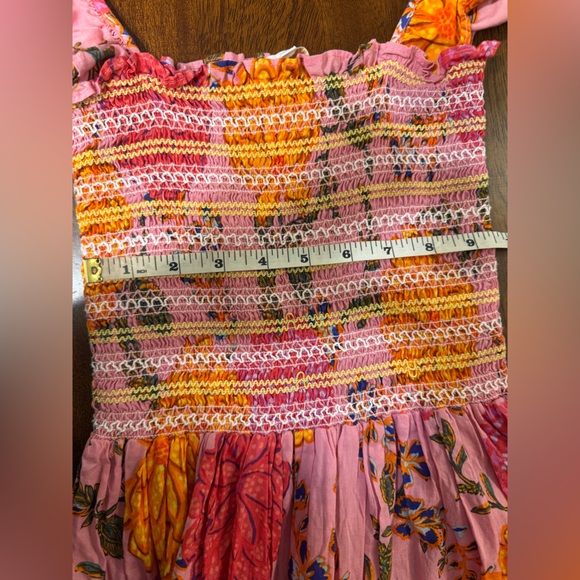 Boho Olivaceous Pink and Orange Floral Maxi Dress with Pockets Size Small - Picture 5 of 5